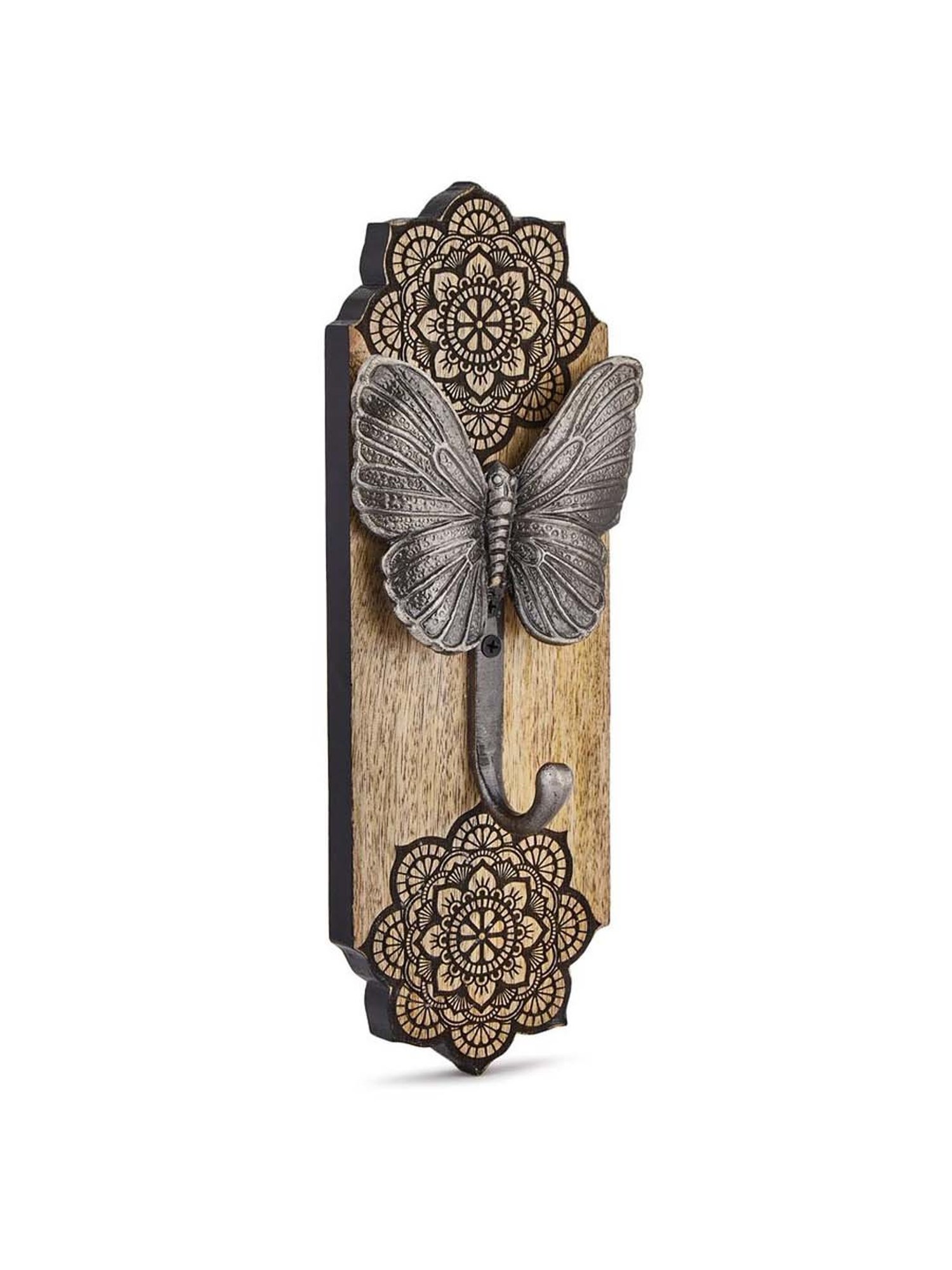 Fabindia Home Shalimaar Brown Wood Butterfly Wall Hook