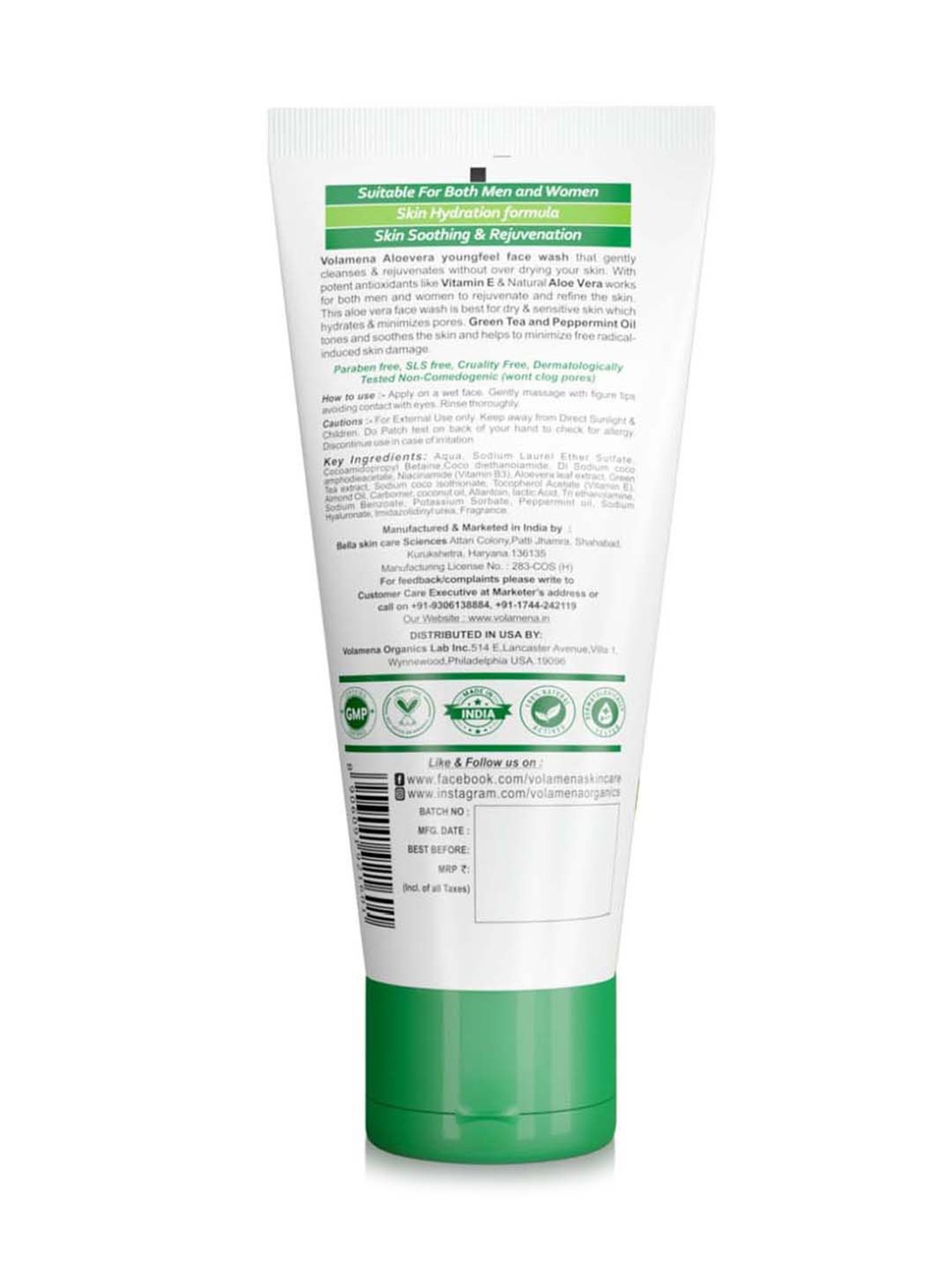 Volamena Aloevera Youngfeel Face Wash - 100 ml