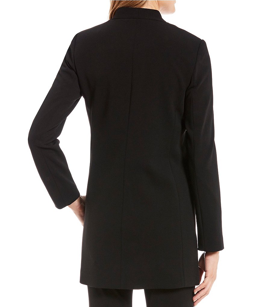 Eva Varro Solid Knit Jersey Notch Lapel Collar Two-Button Jacket