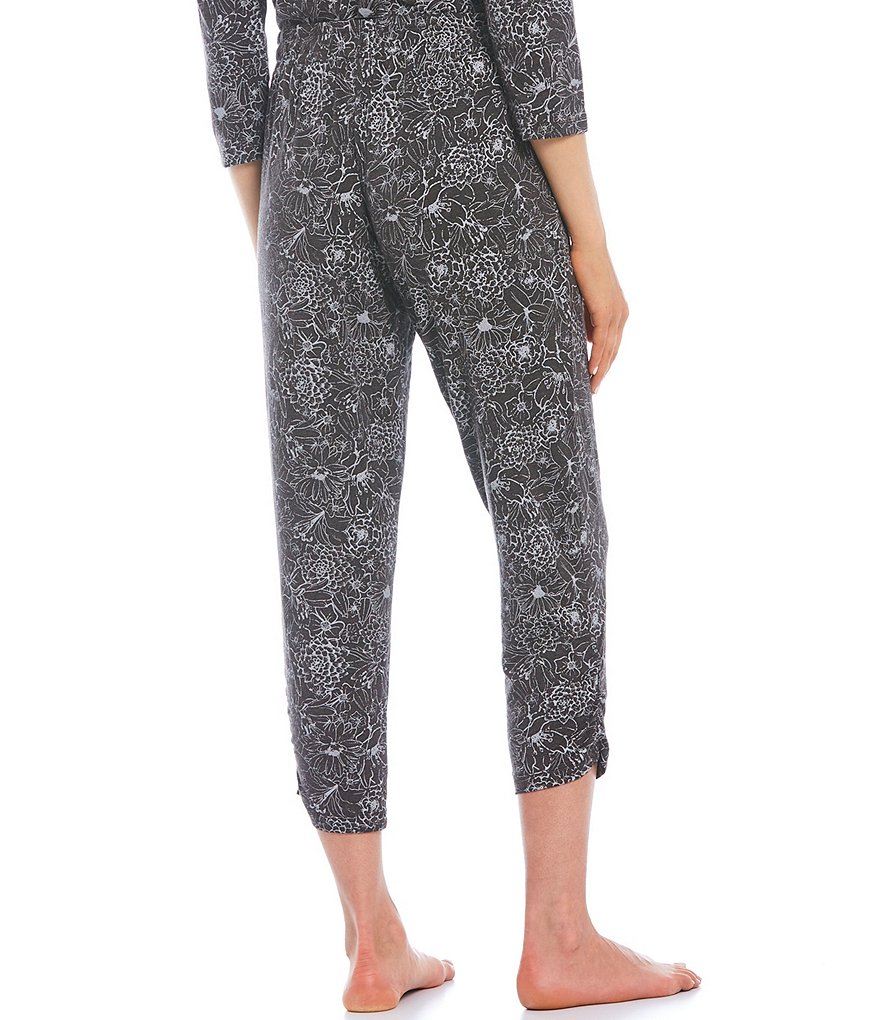 VAN WINKLE & CO. Floral Print Ankle-Length jersey Knit Coordinating Sleep Pants