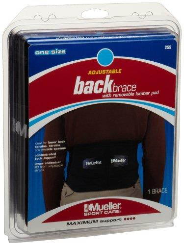 Mueller 64179 Lumbar Support Back Brace with Removable Pad, Regular(28 - 50 waist), Black
