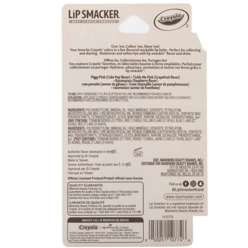 Lip Smacker Crayola Stackable Lip Makeup Trio - Pink - 0.03oz