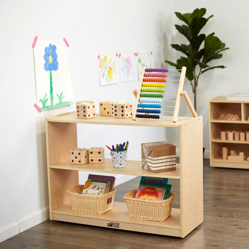 ECR4Kids Birch 2 Shelf Storage Cabinet without Back, Wood Book Shelf Organizer