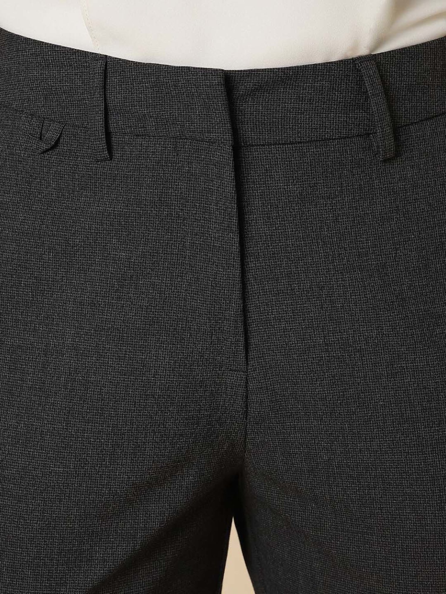 Allen Solly Black Textured Formal Trousers