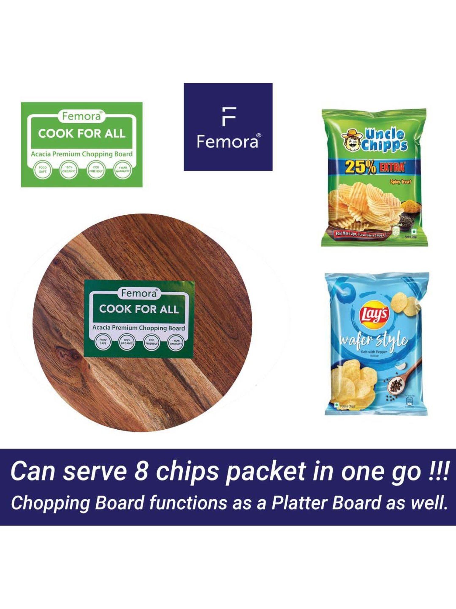 Crayton Beige & Brown Bamboo Chopping Board - Set of 1