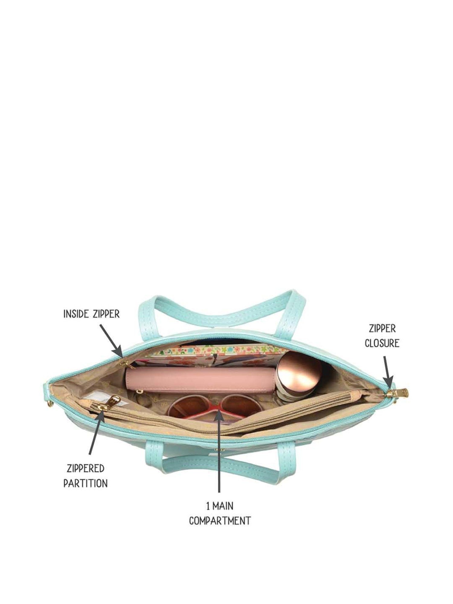 Baggit Blue Printed Medium Tote Handbag