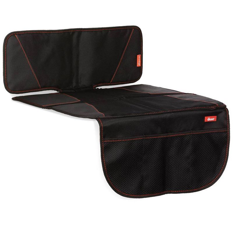 Diono Super Mat Car Seat Protector for Under Car Seat Includes 3 Mesh Storage Pockets Crash Tested - Black