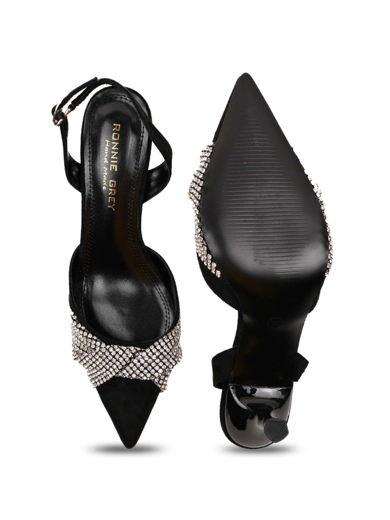Ronnie Grey Women's Black Back Strap Stilettos