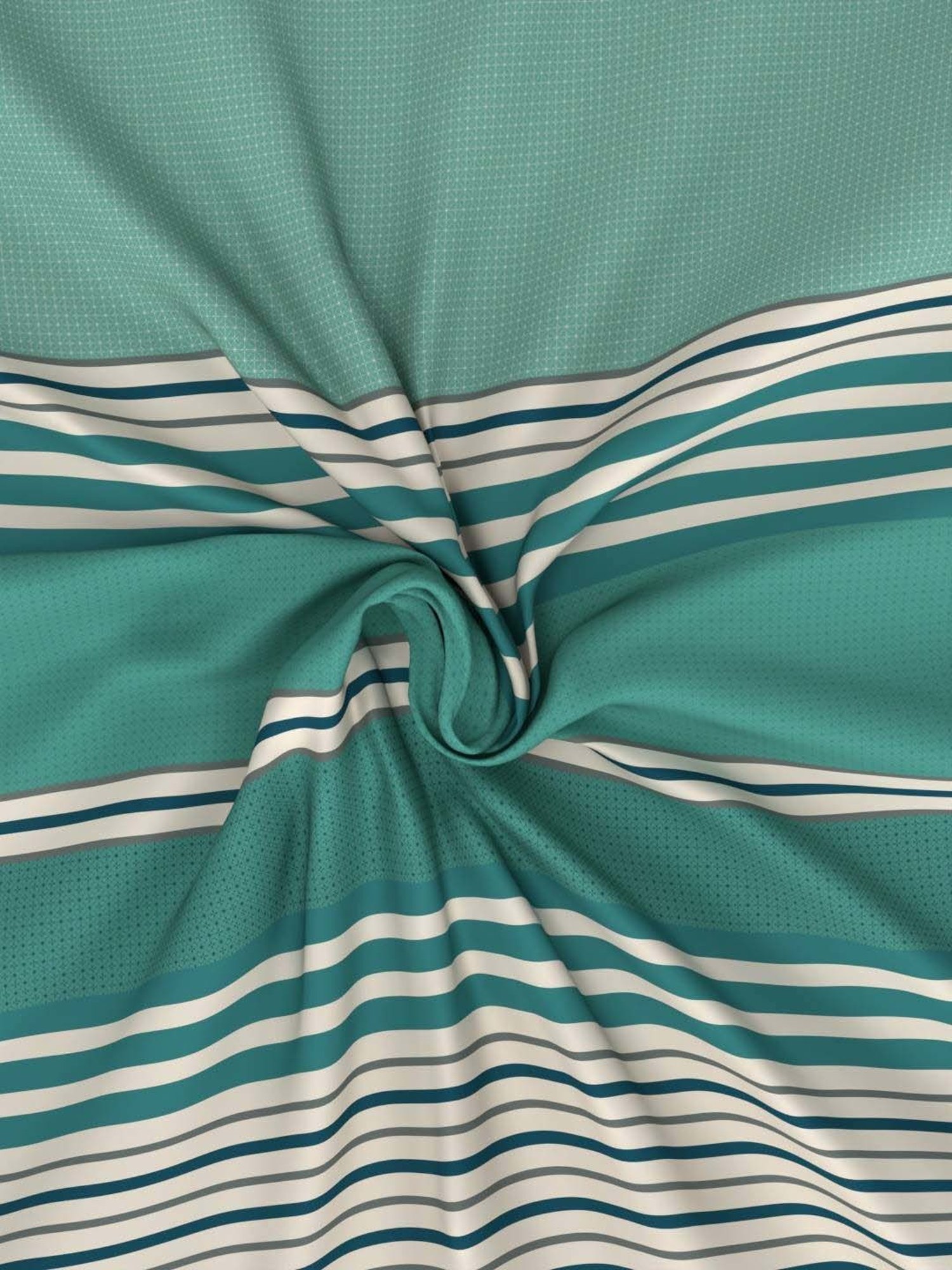 NAUTICA Ocean View Green & Grey Cotton 160 TC King Bedsheet with 2 Pillow Cover