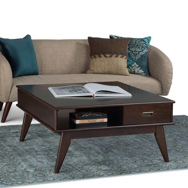 36" Tierney Mid Century Square Coffee Table Brown - WyndenHall