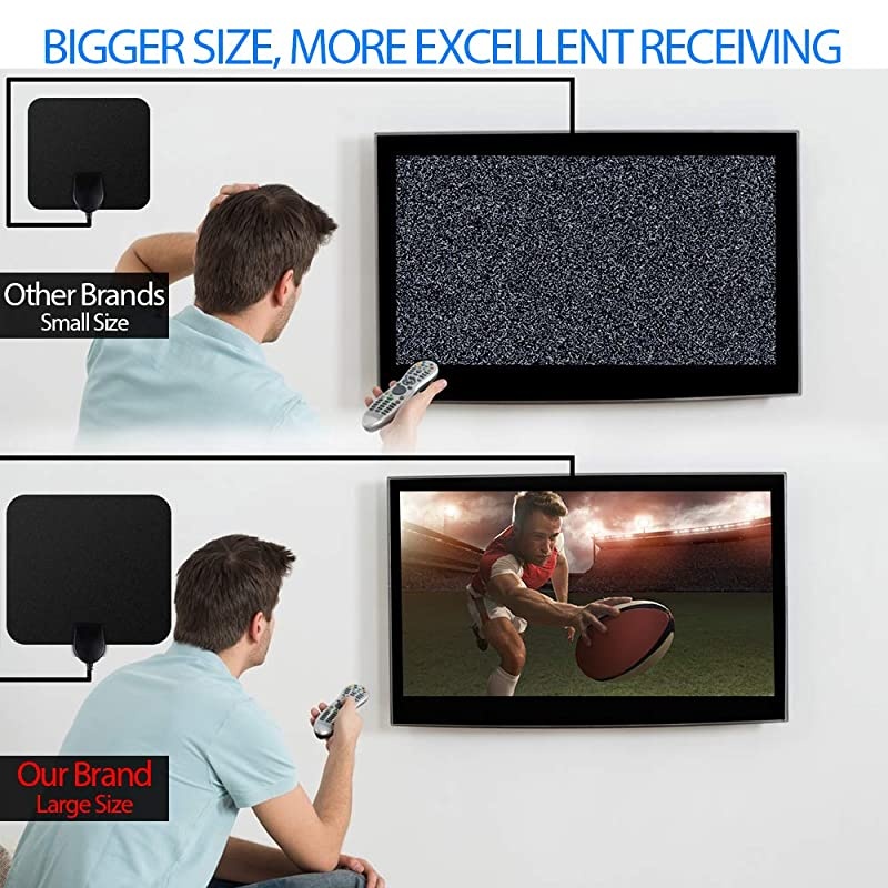 Indoor TV Antenna, 2021 Amplified HD Digital TV Antenna 220 Miles Range, TV Antenna for Free Local Channels 4K 1080p - Smart Amplifier Signal Booster - 32.8ft Coaxial Cable