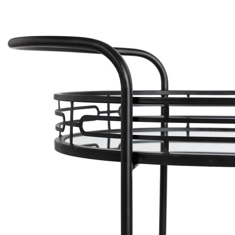 Deluxe 2 Tier Metal Oval Mirrored Bar Cart Black - Glitzhome