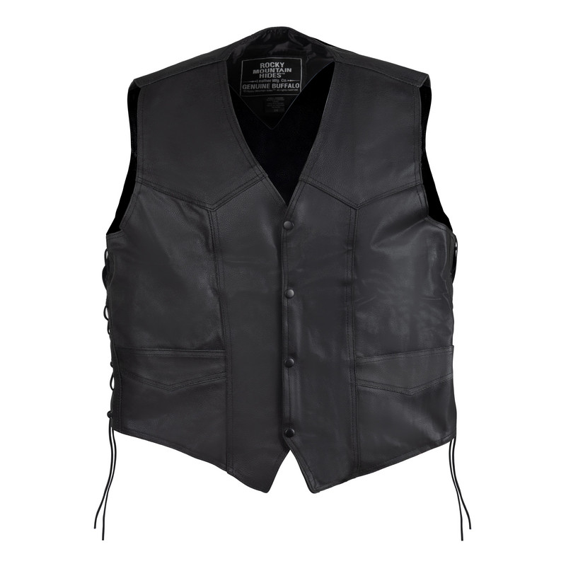 Rocky Mountain Hides™ Solid Genuine Buffalo Leather Vest With Conceal Carry Gun Pockets