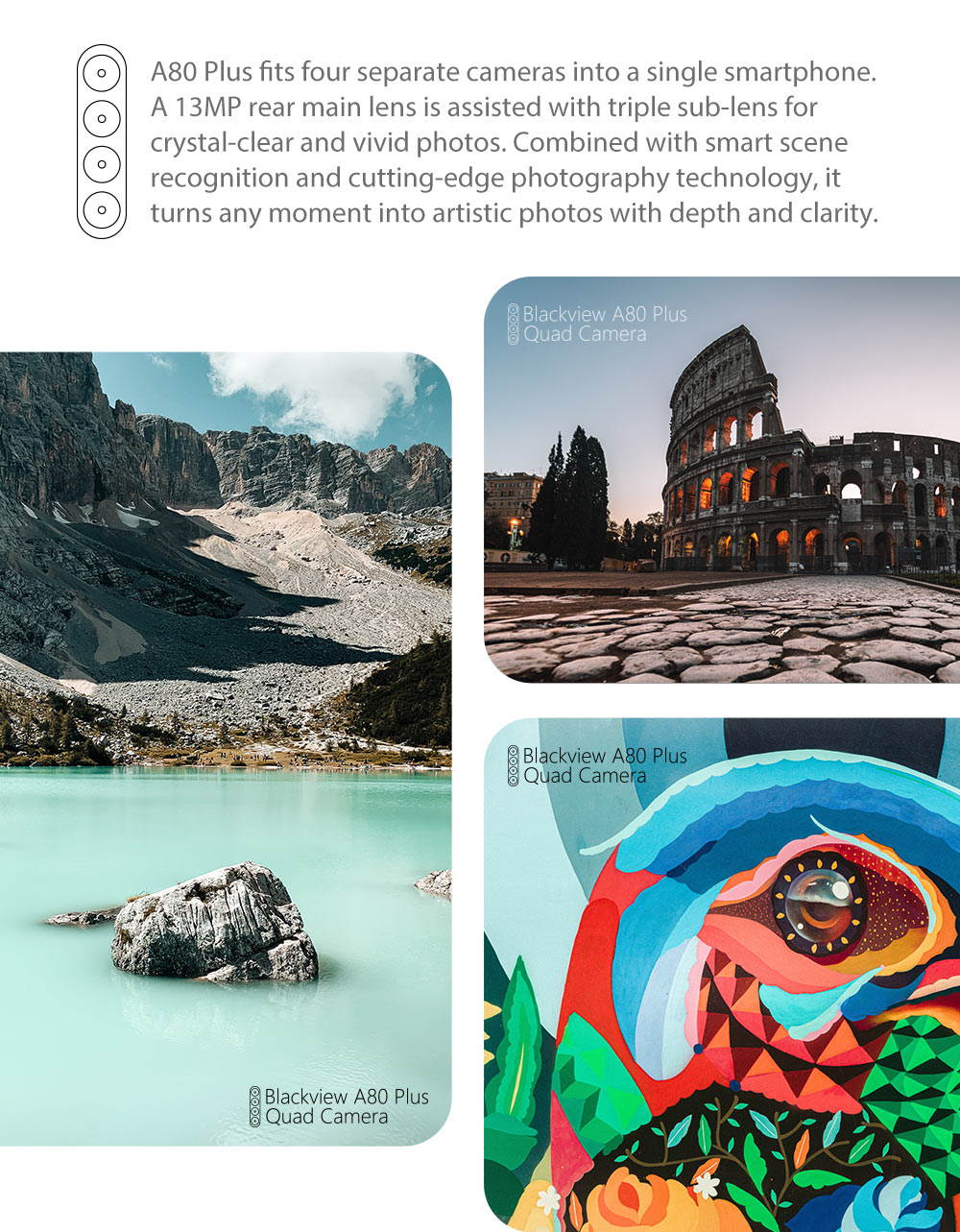 A80 Plus Smartphone, 6.49 Inch HD + Waterdrop Screen Face Unlock, Android 10.0 Unlocked Phone with 4680mAh Big Battery, Dual SIM 4G Phone