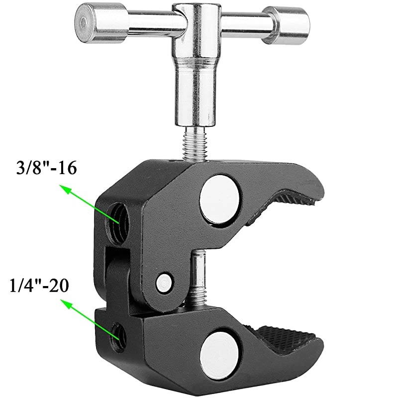 Super Clamp Mount Stands Magic Arm Metal with Ball Head 1/4&rdquo; & 3/8&rdquo; Screw Thread Camera Rig Friction Arm Ballhead Mount Flash Bracket (RED)