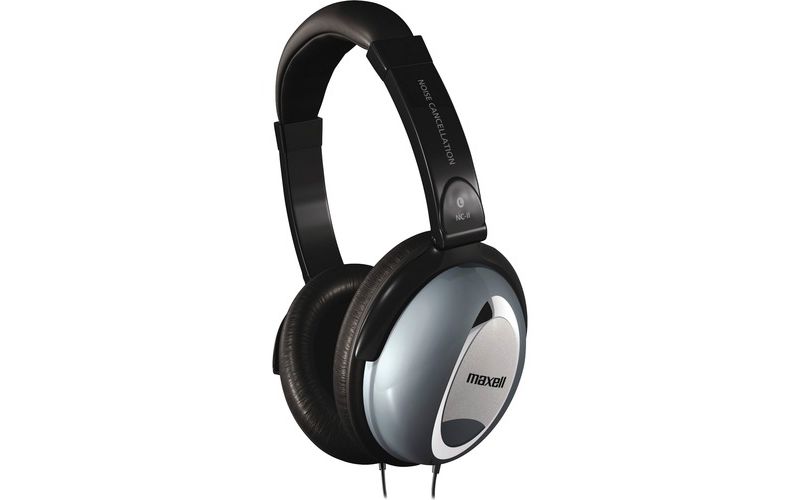 Maxell Noise Cancellation Headphones - Stereo - Black, Gray - Mini-phone - Wired - 60 Ohm - 10 Hz 28 kHz - Nickel Plated Connector - Over-the-head