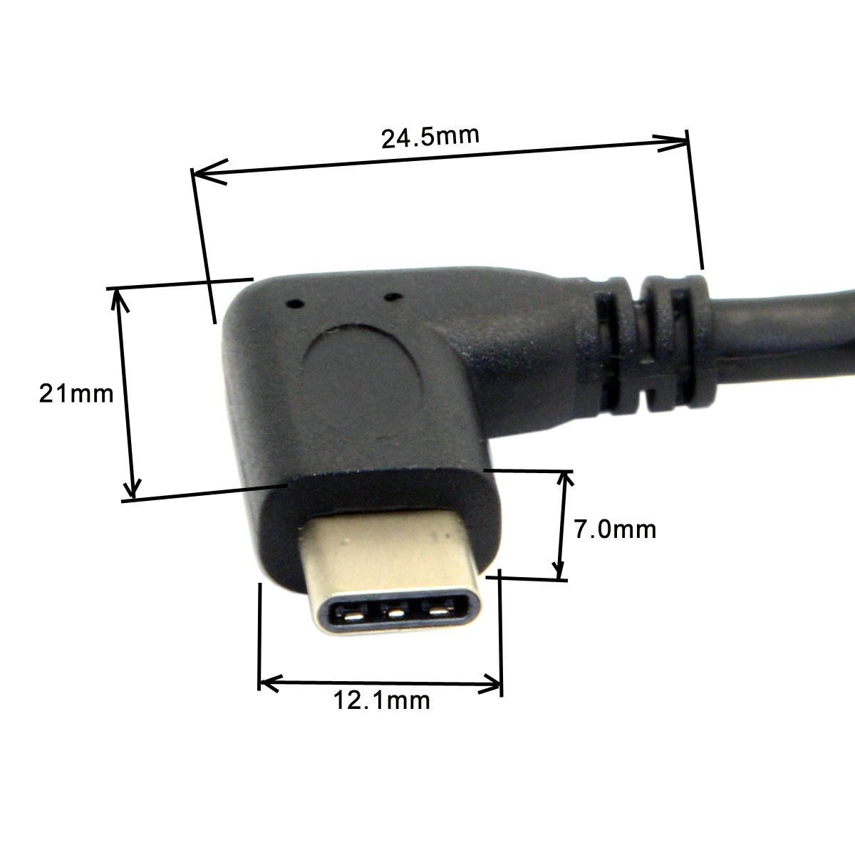 90 Degree Right Angled USB-C USB 3.1 Type C Male to Female Extension Data Cable for Macbook Tablet 20cm/0.66ft