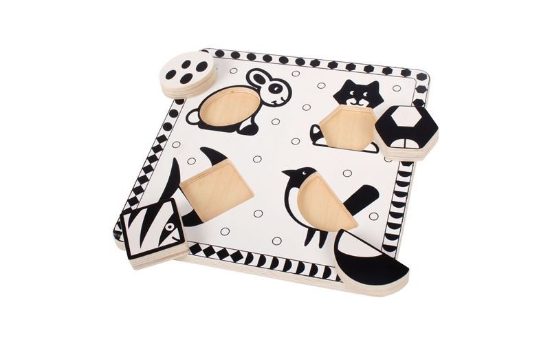 Bigjigs Toys Black and White Animal Puzzle Set  - Set of 2