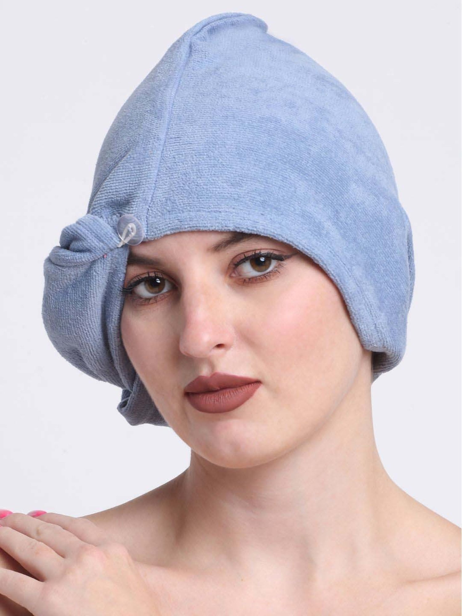 Creeva Luxury Ocean Blue Cotton 380 GSM Hair Wrap