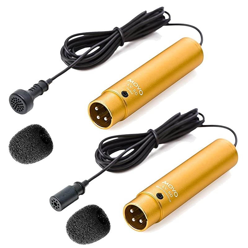LV6 XLR Lavalier Microphone Set Omnidirectional Microphone and Cardioid Microphone 48v Phantom Powered