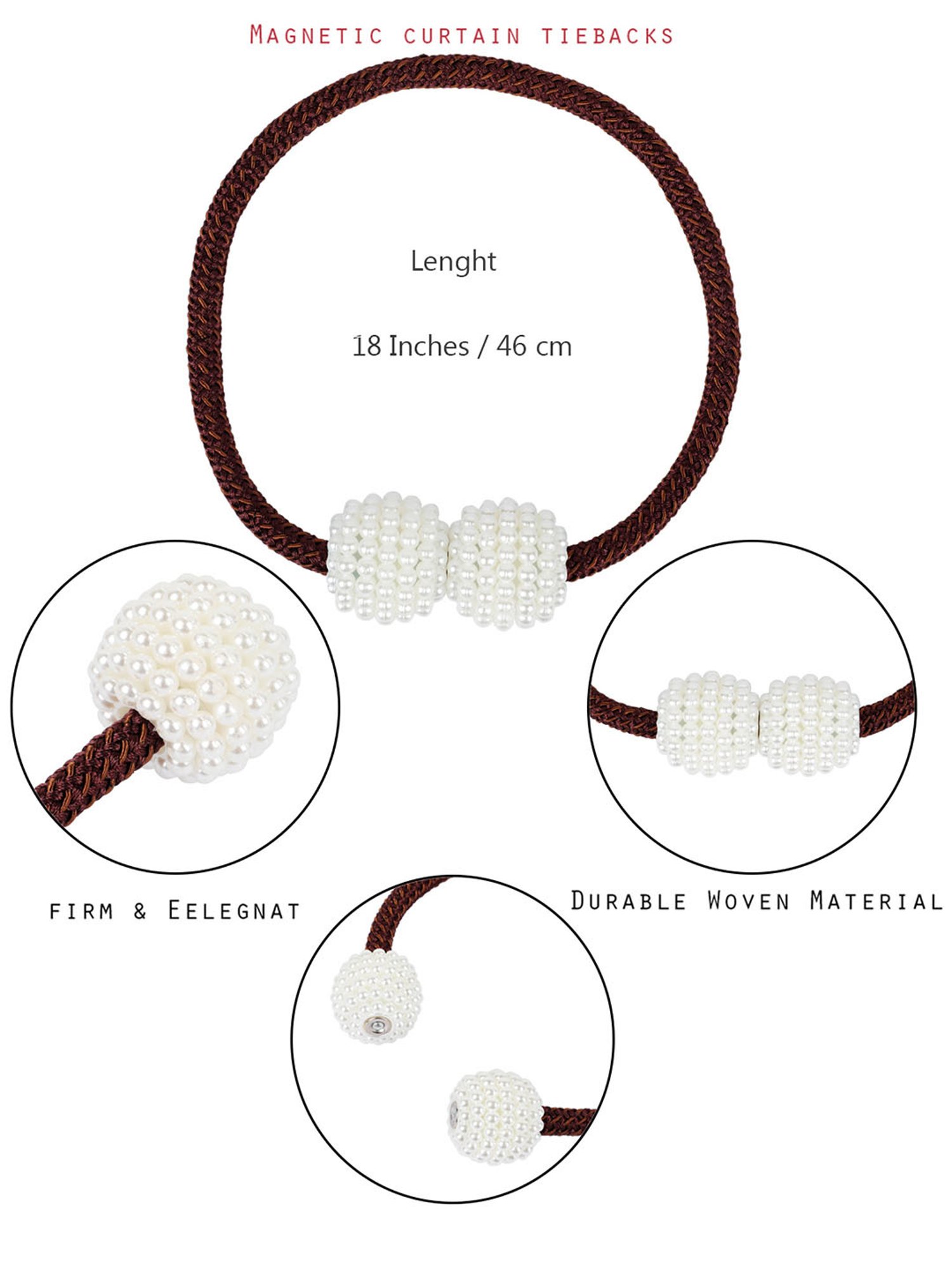 Romee Coffee Brown Polyester Stripes Curtain Tie and Hold Backs