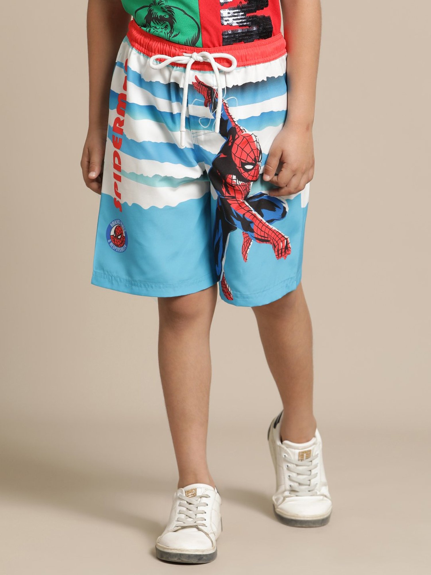 Kidsville Spiderman Multicolor Printed Shorts For Boys