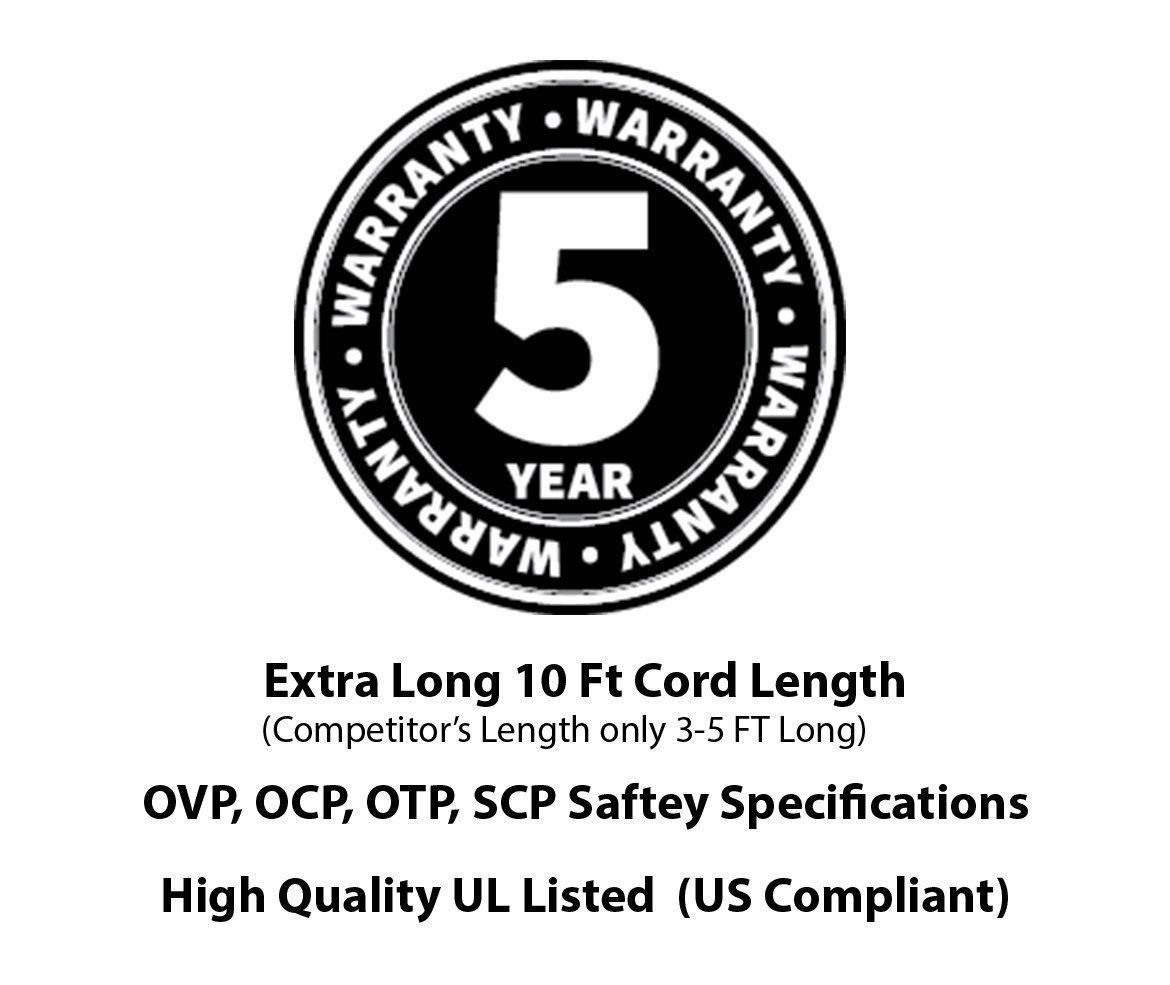 OMNIHIL Replacement (10FT) AC Power Cord for Anmii DC01 5-port Desktop Charger