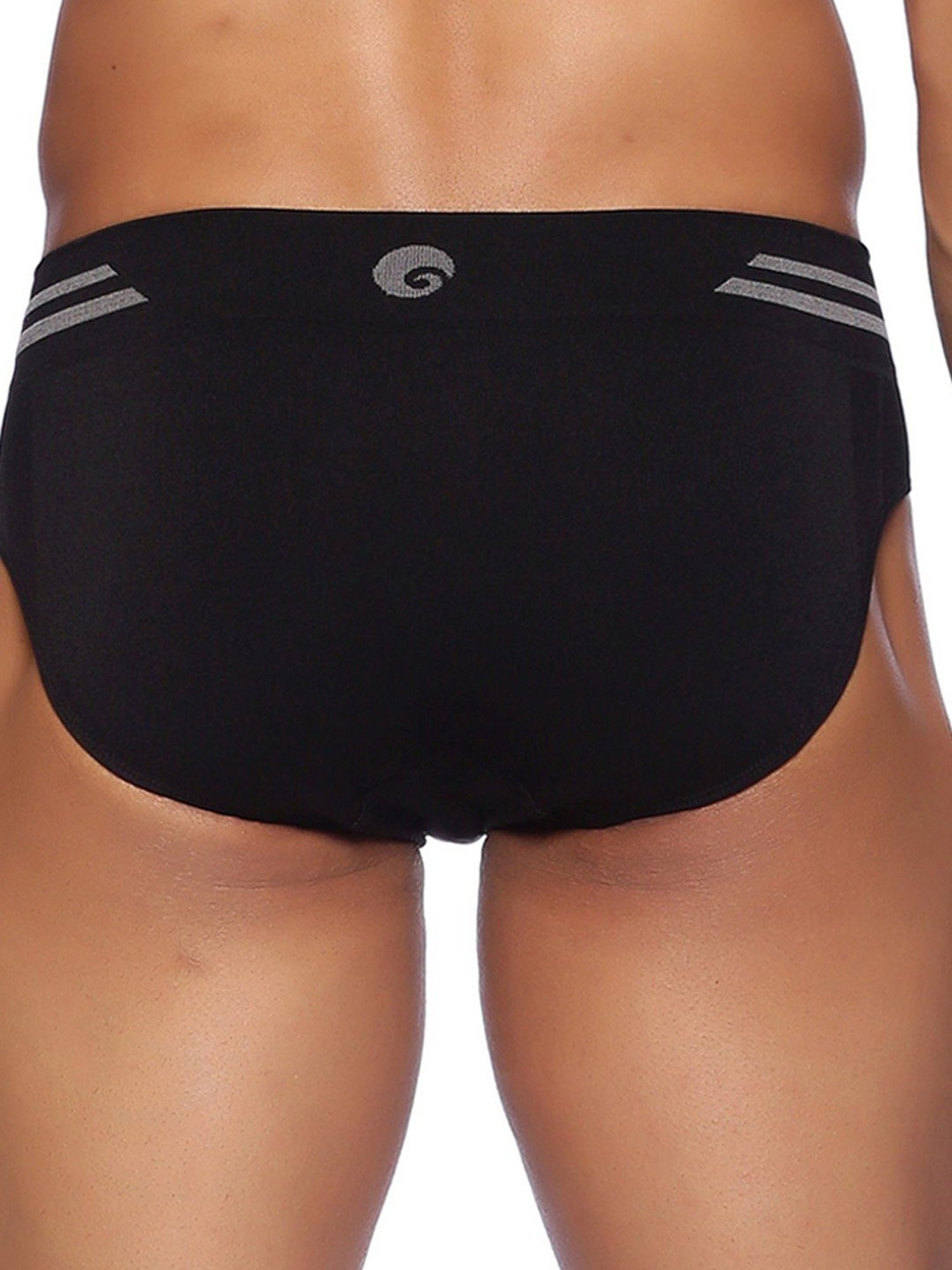 Omtex Men's Athletic Vseamless Brief Full Covered Pack of 2 (Black) Size - L