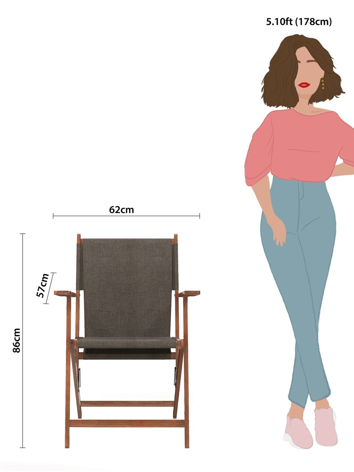 Chumbak Bistro Solid Beige Wood Folding Chair