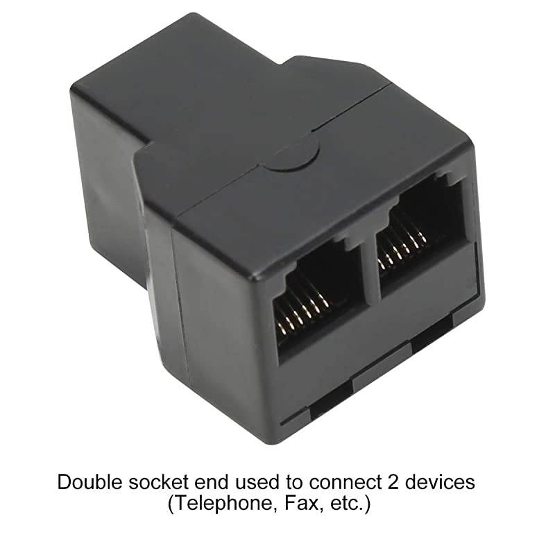 RJ12 6P6C 1 Female to 2 Female Telephone Line Splitters  Telephone Landline Cable Connector and SeparatorBlack2 Pack