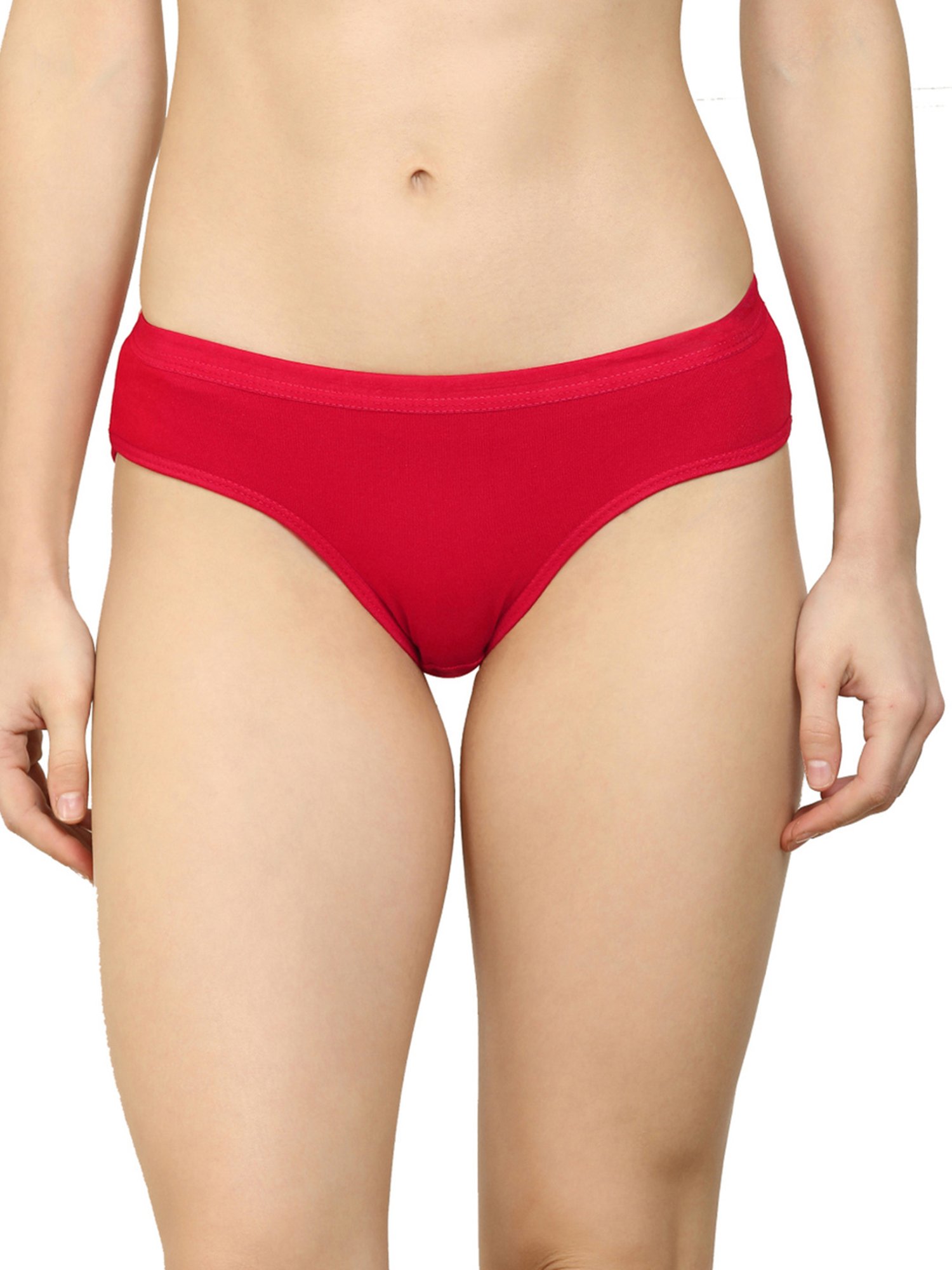 AROUSY Black & Red Plain Hipster Panties - Pack Of 6