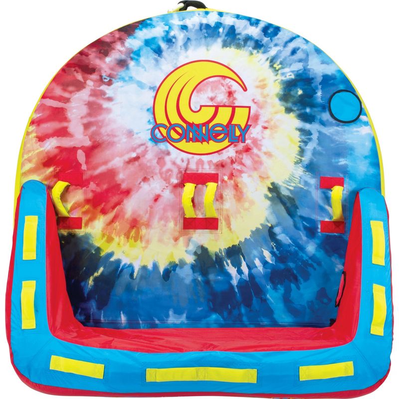 CWB Connelly Super Fun 2 Person 2 Way 66x66 Inch Hybrid Inflatable Pull Behind Boat Towable Water Inner Tubing Tube, Tie Dye