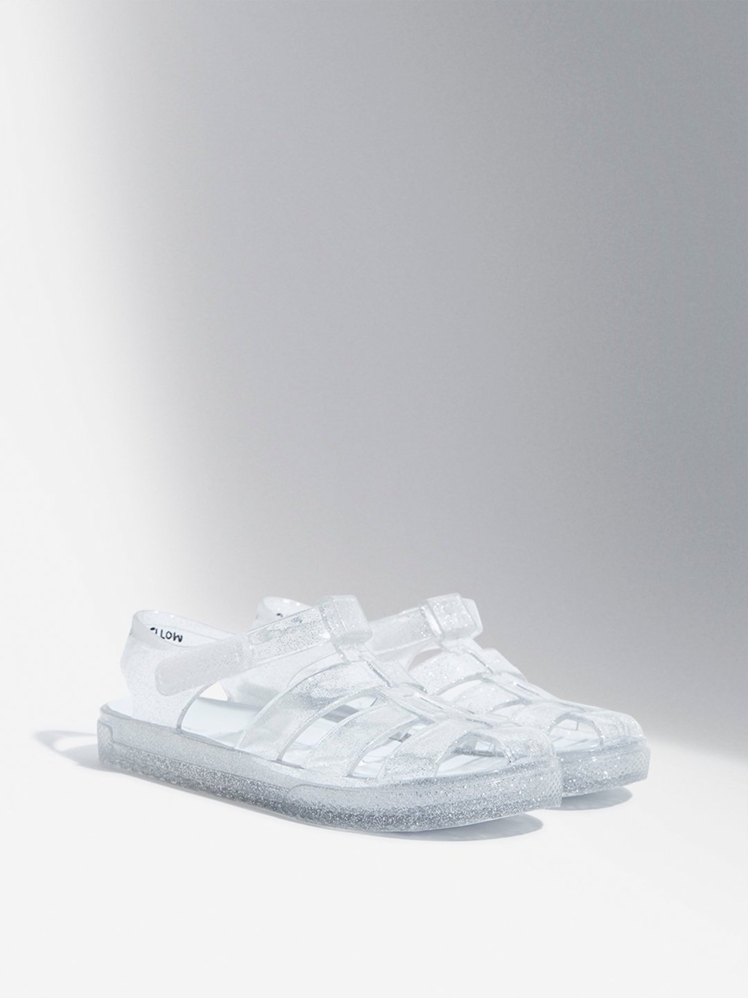 Yellow by Westside Silver Shimmer Vinyl Multi-Strap Sandals