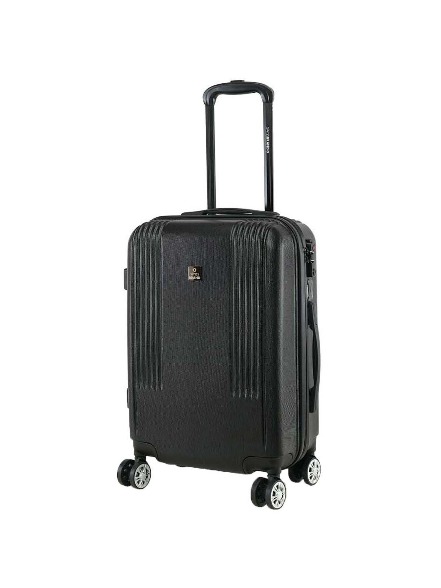 Swiss Brand Sion 2.0 Black Striped Hard Cabin Trolley Bag - 34 cm
