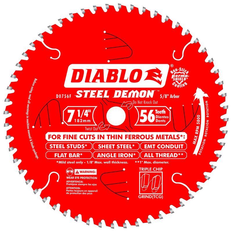 Diablo D0756F 7-1/4 in. 56 Tooth Steel Demon Ferrous Metals Saw Blade