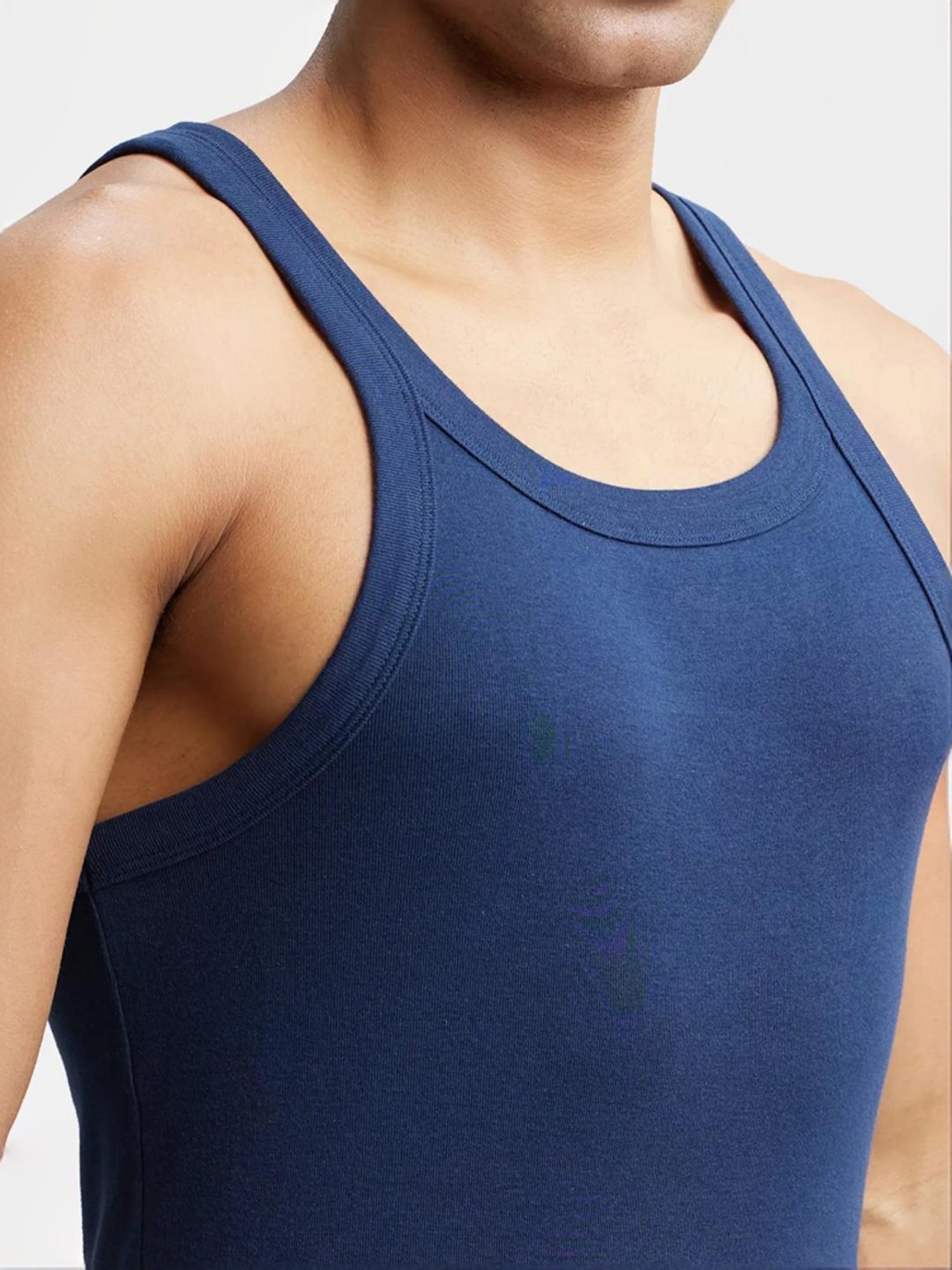 Cantabil Navy Blue Cotton Regular Fit Vest