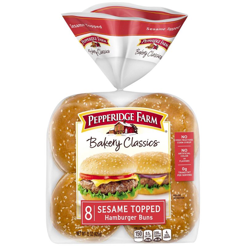 Pepperidge Farm Bakery Classics Sesame Topped Hamburger Buns - 15oz/8ct
