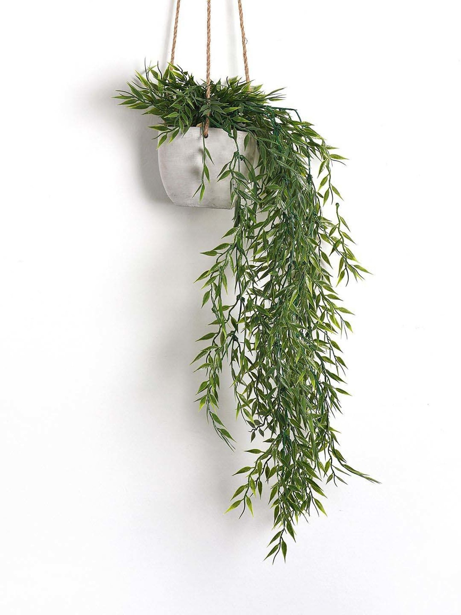 Pure Home and Living Green Plastic Artificial Bamboo Leaf Plant With Cement Pot