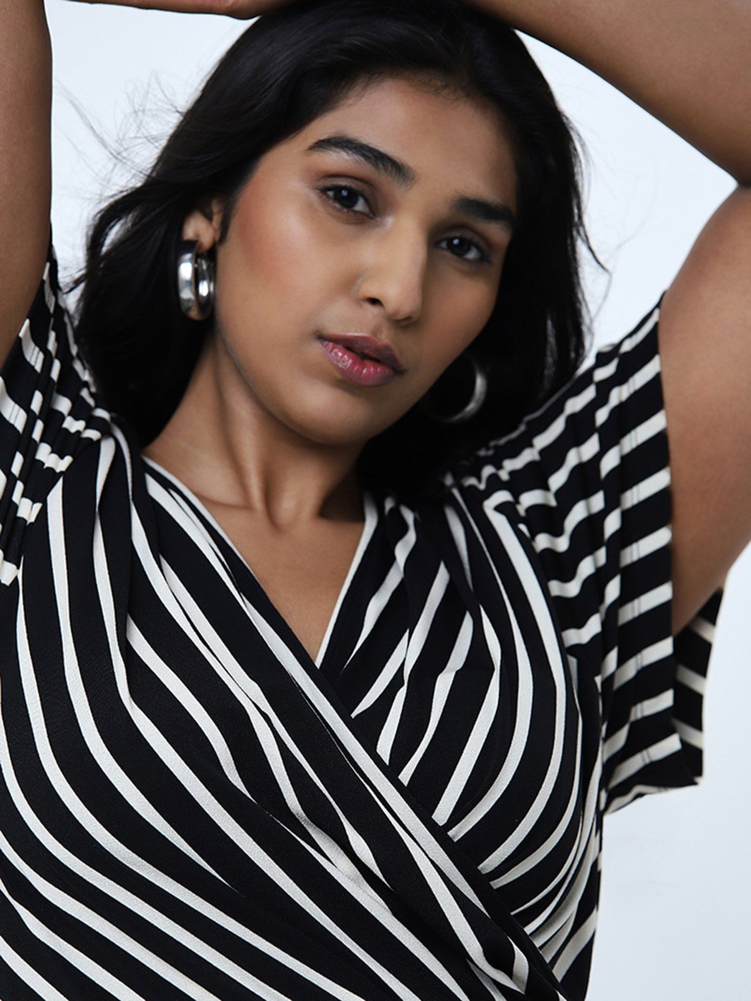 Gia by Westside Black Striped A-Line Dress