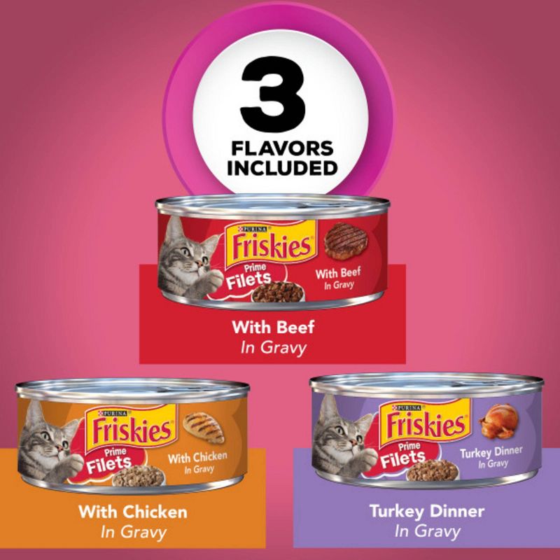 Purina Friskies Meaty Prime Filets Favorites Wet Cat Food - 5.5oz/24ct Variety Pack