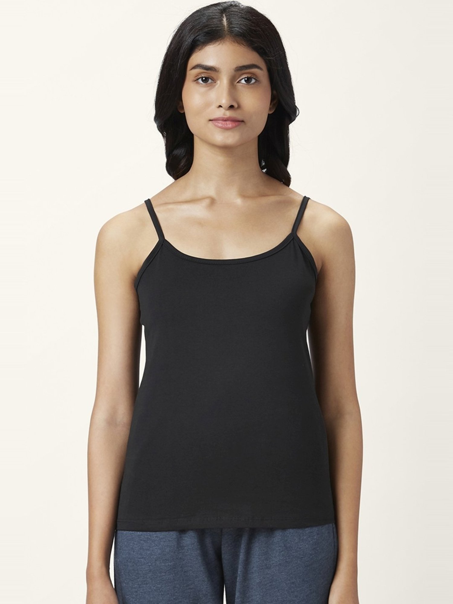 Superstar by Westside White Ribbed Cotton Blend Tank Top