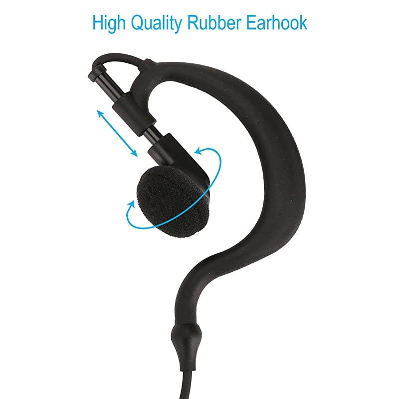 Wire Earhook Earpiece with Reinforced Cable for Motorola Radios BRP40 CP200 CP200D CP185 CLS1410 CLS1110 DTR650 RDU2020 RDU4100 RDU4160D RDU2080D RMU2040 RMU2080D CLS RMM RMU, G Shape Headset