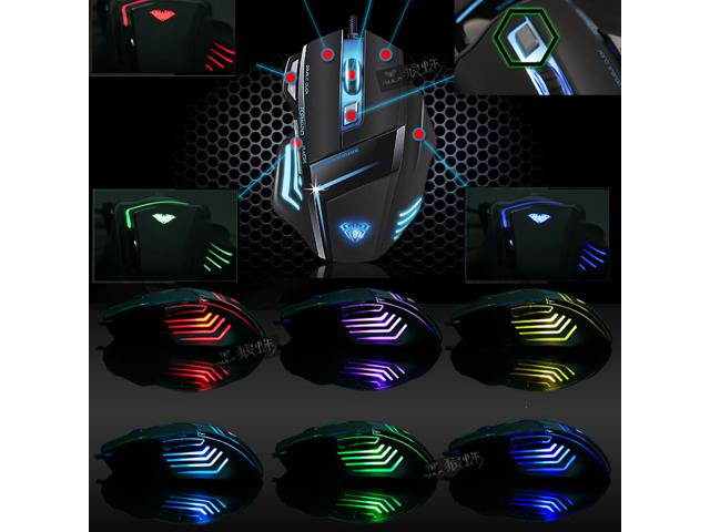 A-jazz 8D 2000DPI AULA Ghost Shark Firepower 7 Buttons USB Optical High-End Professional Gaming Mouse