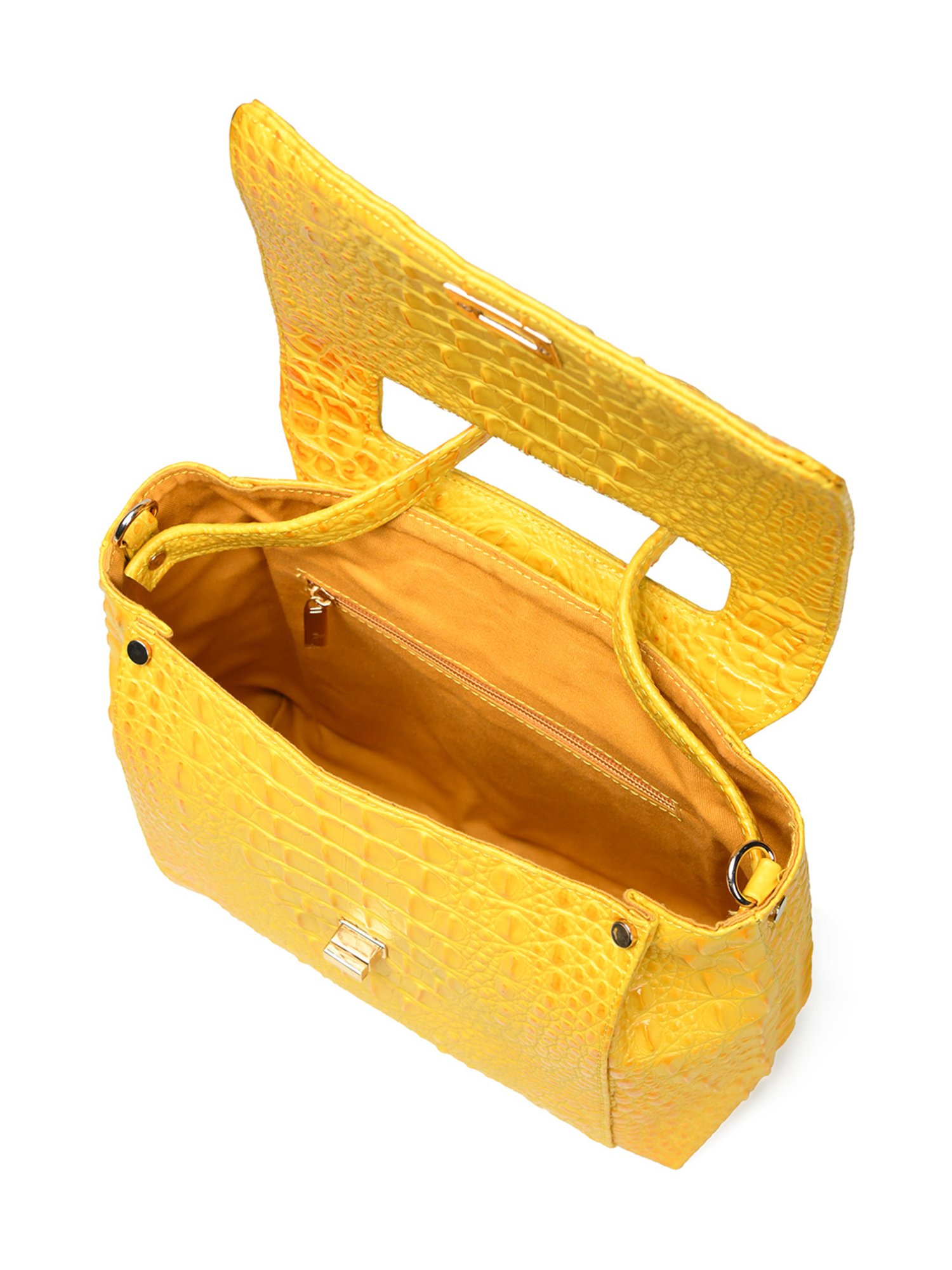 PELLE LUXUR Yellow Animal Effect Medium Cross Body Bag