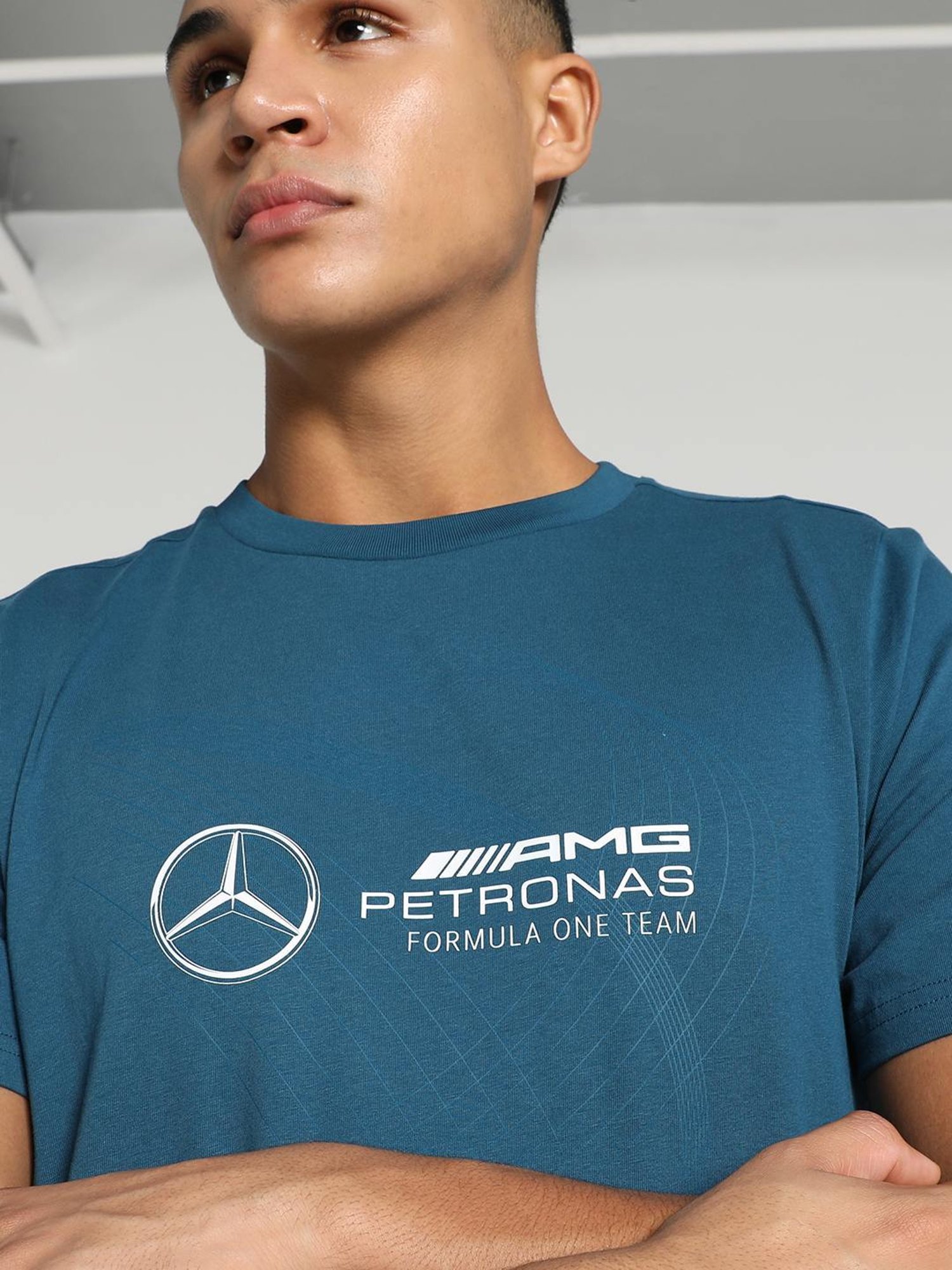 Puma Mercedes-AMG Petronas Motorsport Ocean Tropic Cotton Regular Fit Printed Sports T-Shirt