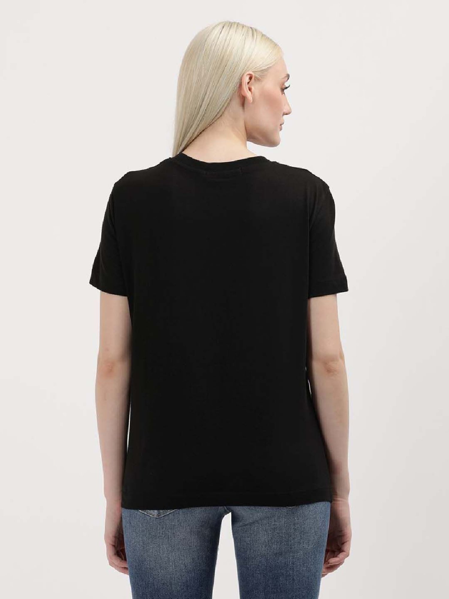 CALVIN KLEIN Black Cotton Logo Print T-Shirt