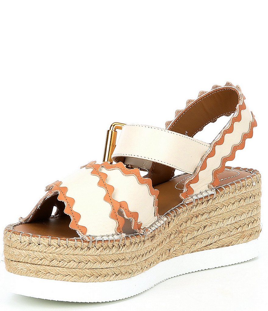 See By Chloe Glyn Leather Platform Espadrille Wedges