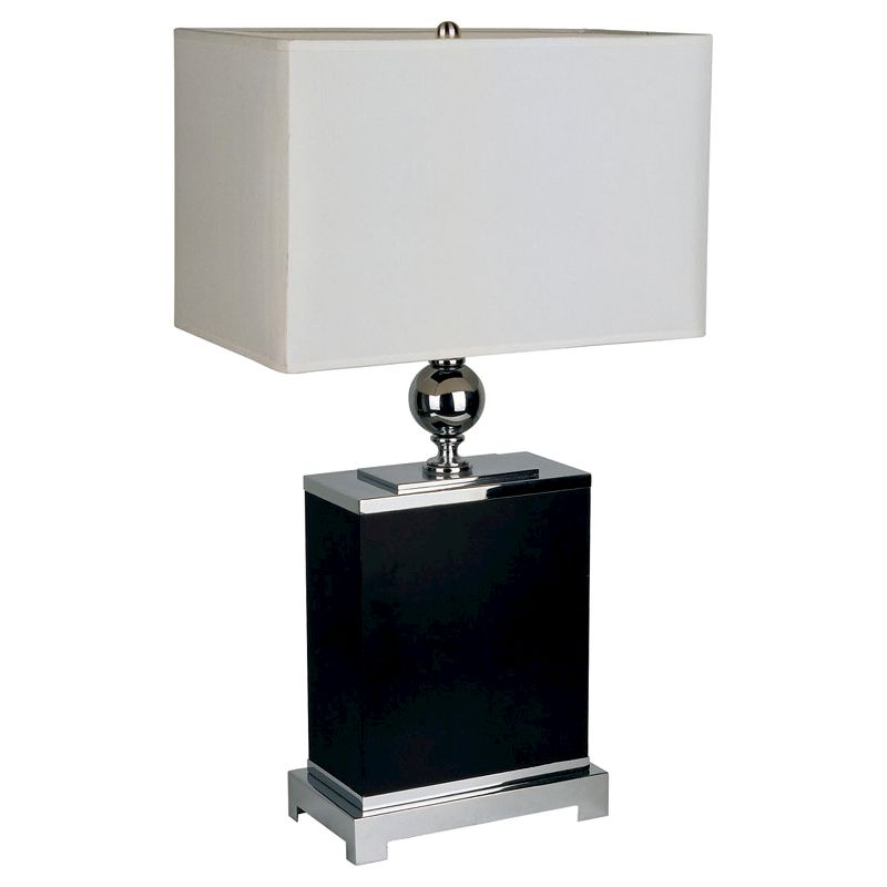 25" Modern Rectangle Table Lamp with Silver Accents Black - Ore International