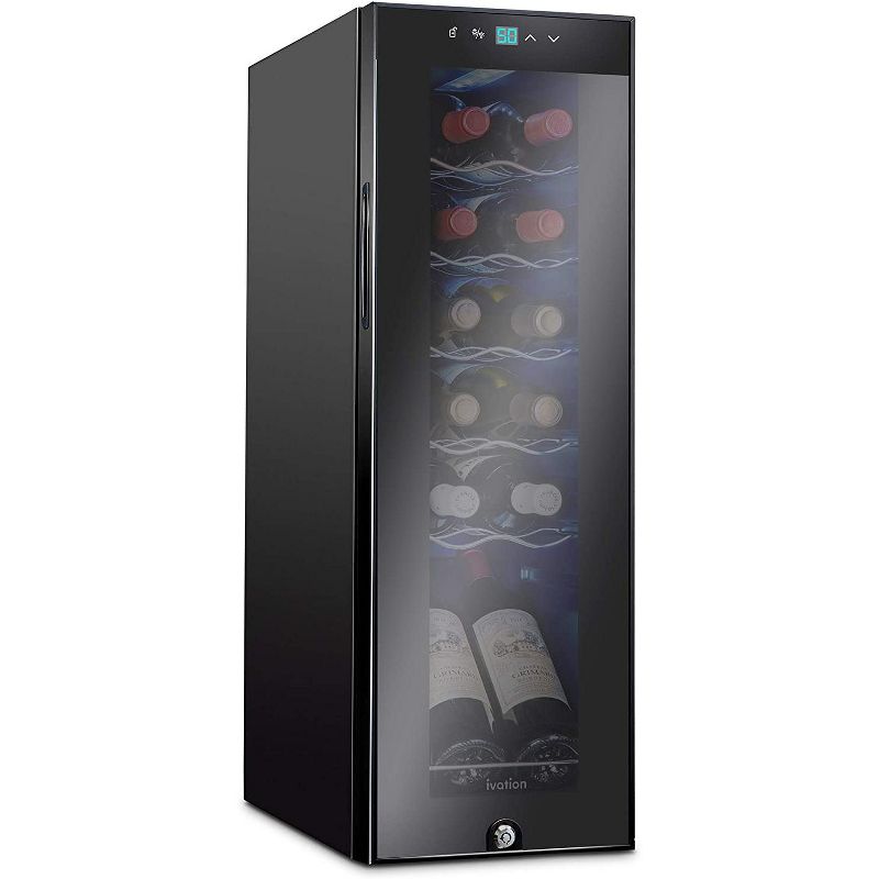 Ivation 12-Bottle Compressor Freestanding Wine Cooler Refrigerator - Black