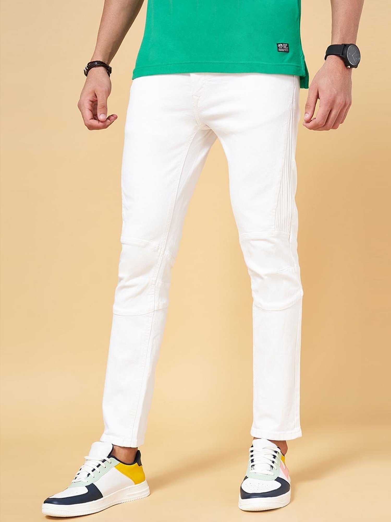 People by Pantaloons Off White Slim Fit Jeans